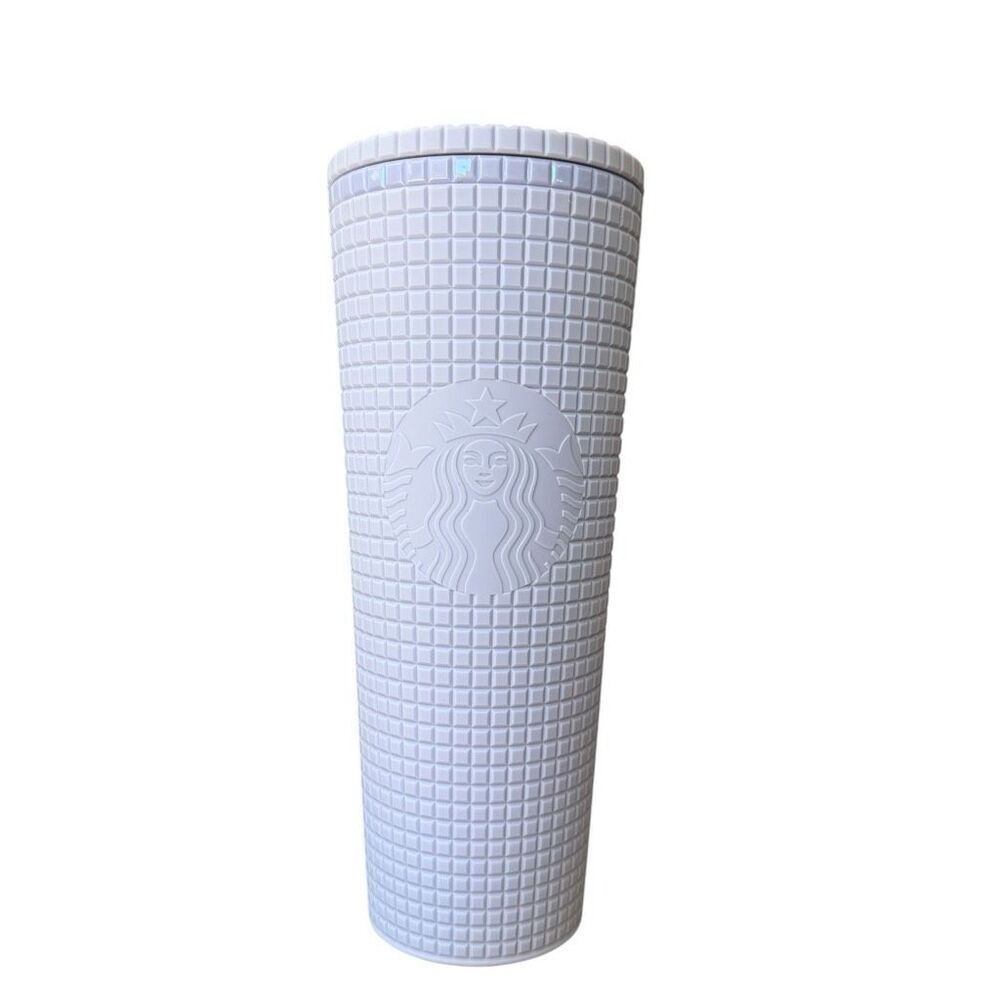 Starbucks 2021 Matte Lavender Lilac Grid 24 oz Cold Cup Tumbler no straw